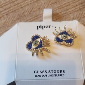 Piper Gold and Blue Eye Stud Earrings